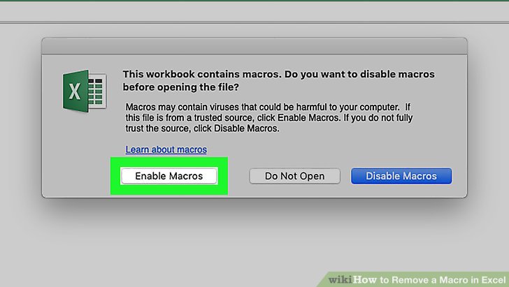remove visual basic macros in excel for mac